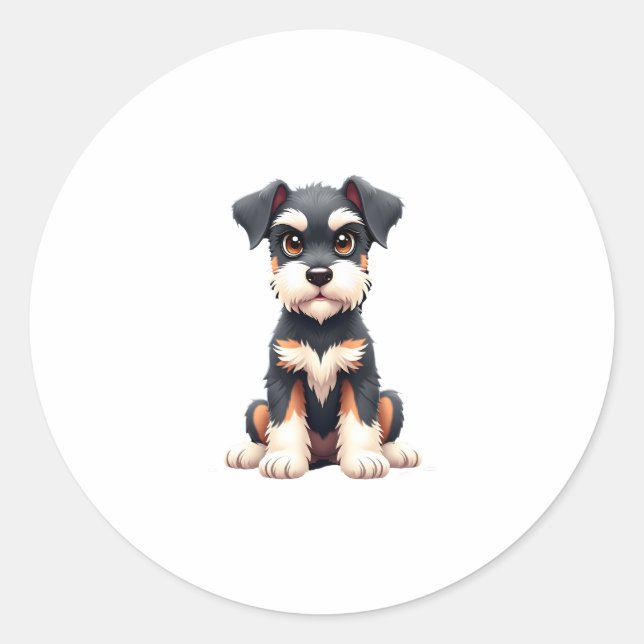 Miniature Schnauzer Puppy  (1) Classic Round Sticker (Front)