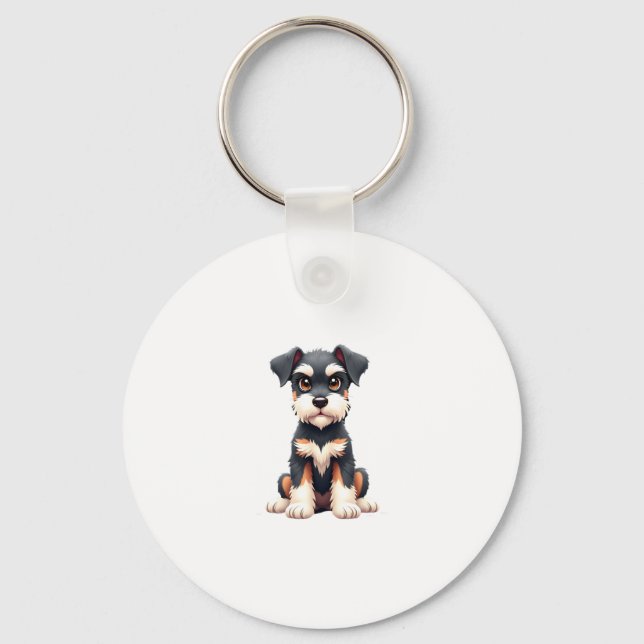 Miniature Schnauzer Puppy  (1) Key Ring (Front)