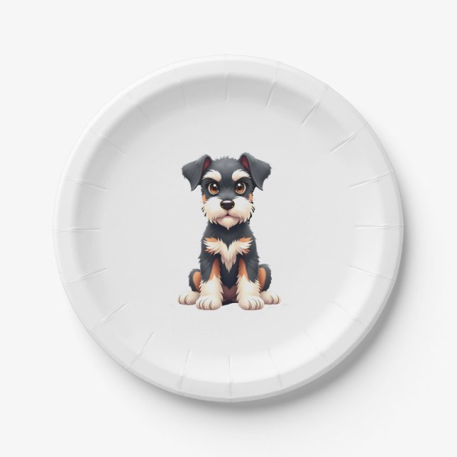 Miniature Schnauzer Puppy  (1) Paper Plate (Front)