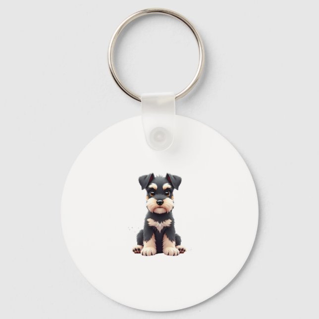 Miniature Schnauzer Puppy  (2) Key Ring (Front)