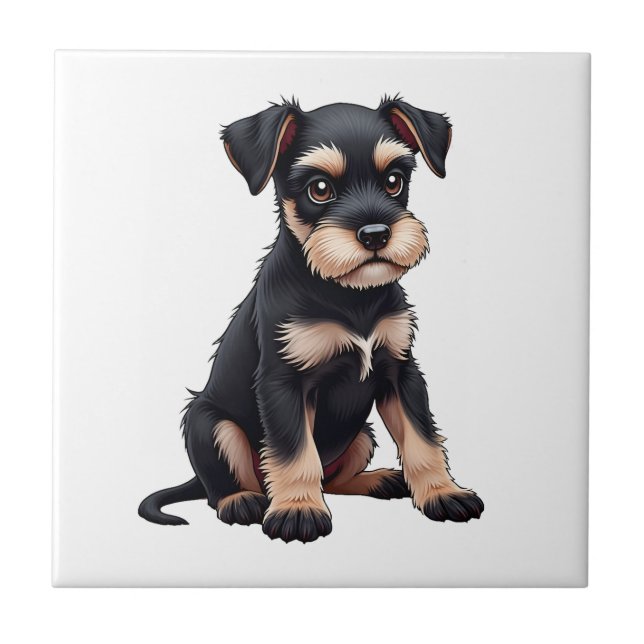 Miniature Schnauzer Puppy  (3) Ceramic Tile (Front)