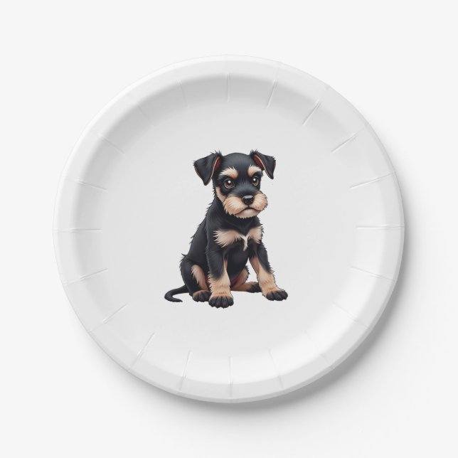 Miniature Schnauzer Puppy  (3) Paper Plate (Front)