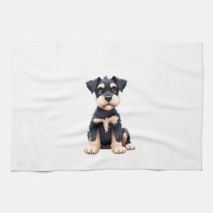 Miniature Schnauzer Puppy  (4) Tea Towel