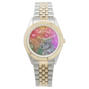 Miniature Schnauzer Puppy And Flowers Personalised Watch