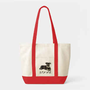 Miniature Schnauzer Puppy Dog Canvas Love Tote