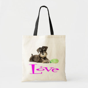 Miniature Schnauzer Puppy Dogs  Pink Love Tote
