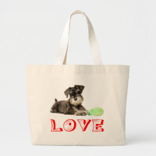 Miniature Schnauzer Puppy Dogs Red Love Tote