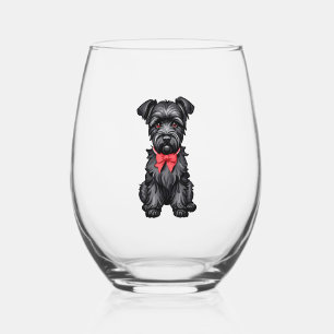 Miniature Schnauzer puppy Stemless Wine Glass