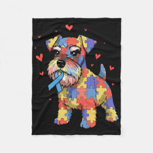 Miniature Schnauzer Puzzle Autism Awareness Dog Wo Fleece Blanket