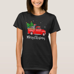 Miniature Schnauzer Red Truck Christmas Tree Xmas T-Shirt