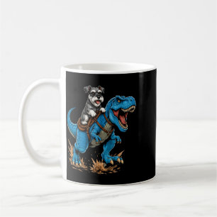 Miniature Schnauzer Riding T Rex Dinosaur Funny Coffee Mug