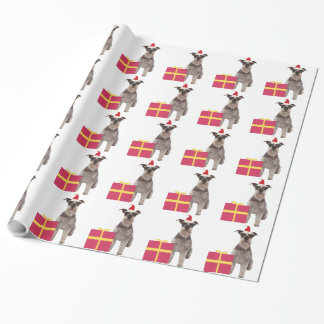Miniature Schnauzer Santa Hat Wrapping Paper