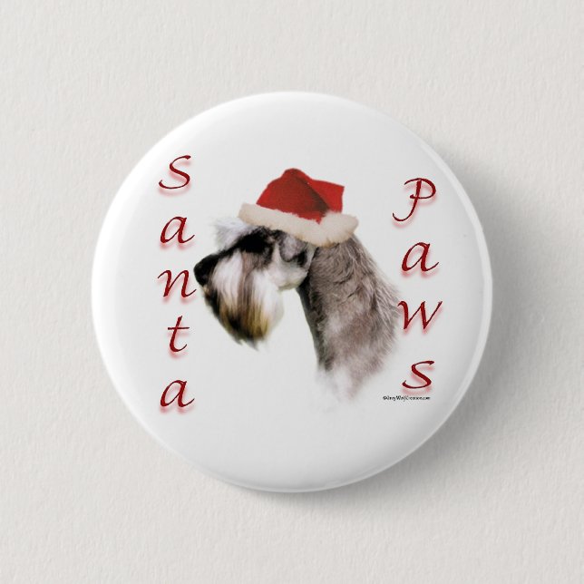 Miniature Schnauzer Santa Paws 6 Cm Round Badge (Front)
