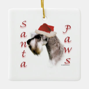 Miniature Schnauzer Santa Paws Ceramic Ornament