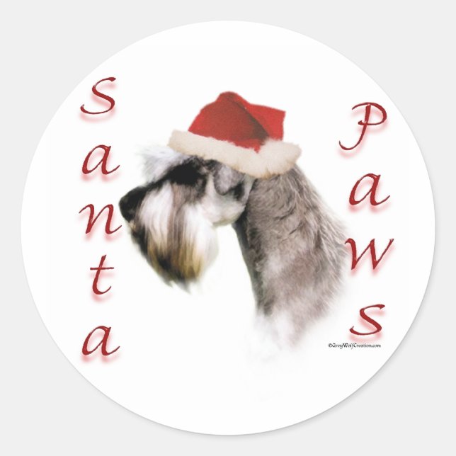 Miniature Schnauzer Santa Paws Classic Round Sticker (Front)