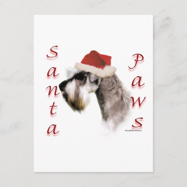 Miniature Schnauzer Santa Paws Holiday Postcard (Front)