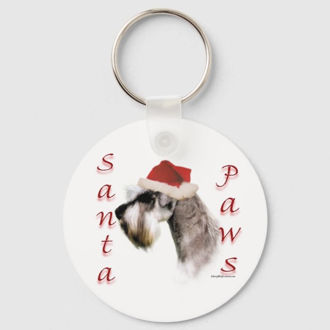 Miniature Schnauzer Santa Paws Key Ring (Front)