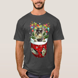 Miniature Schnauzer Snow Pocket Dogs Christmas Po T-Shirt