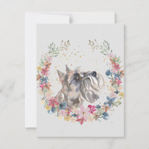 Miniature Schnauzer Spring Flowers Monogram Card
