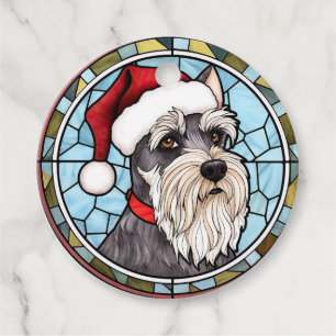 Miniature Schnauzer Stained Glass Christmas Favour Tags