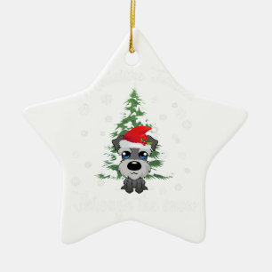 Miniature Schnauzer Through Snow   Christmas Dog Ceramic Ornament