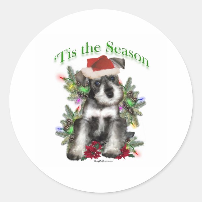 Miniature Schnauzer ‘Tis Classic Round Sticker (Front)