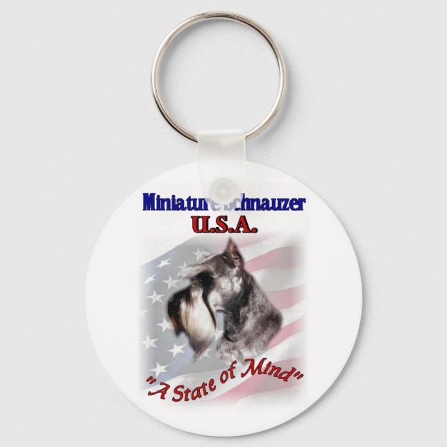 Miniature Schnauzer USA Key Ring (Front)