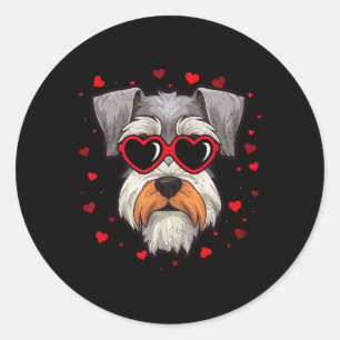 Miniature Schnauzer Valentine Heart Cute Dog Lover Classic Round Sticker