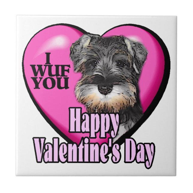 Miniature Schnauzer Valentine's Day Ceramic Tile (Front)