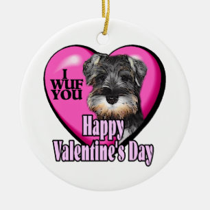 Miniature Schnauzer Valentine's Day Ceramic Tree Decoration