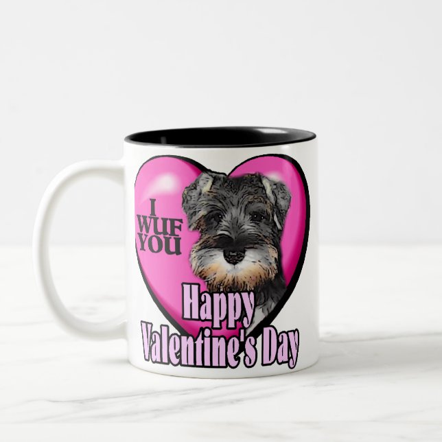 Miniature Schnauzer Valentine's Day Two-Tone Coffee Mug (Left)