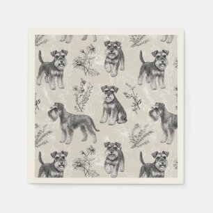 Miniature Schnauzer Vintage Sepia Toile de Jouy Napkin