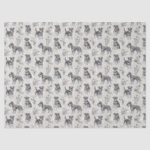 Miniature Schnauzer Vintage Sepia Toile de Jouy