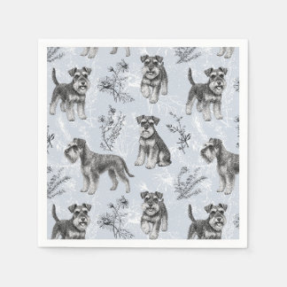 Miniature Schnauzer Vintage Toile de Jouy Napkin