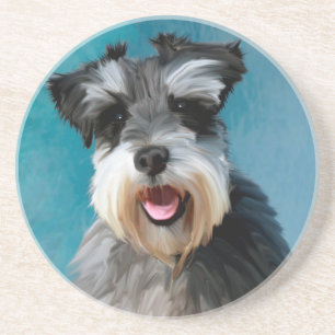 Miniature Schnauzer Water Colour Art Painting Coaster
