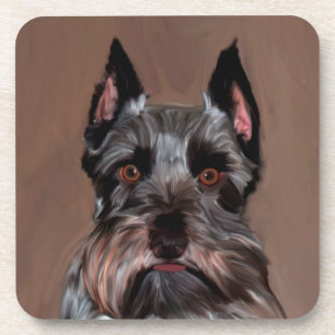 Miniature Schnauzer Water Colour Art Painting Coaster