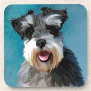 Miniature Schnauzer Water Colour Art Painting Coaster
