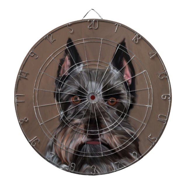 Miniature Schnauzer Water Colour Art Painting Dartboard (Front)