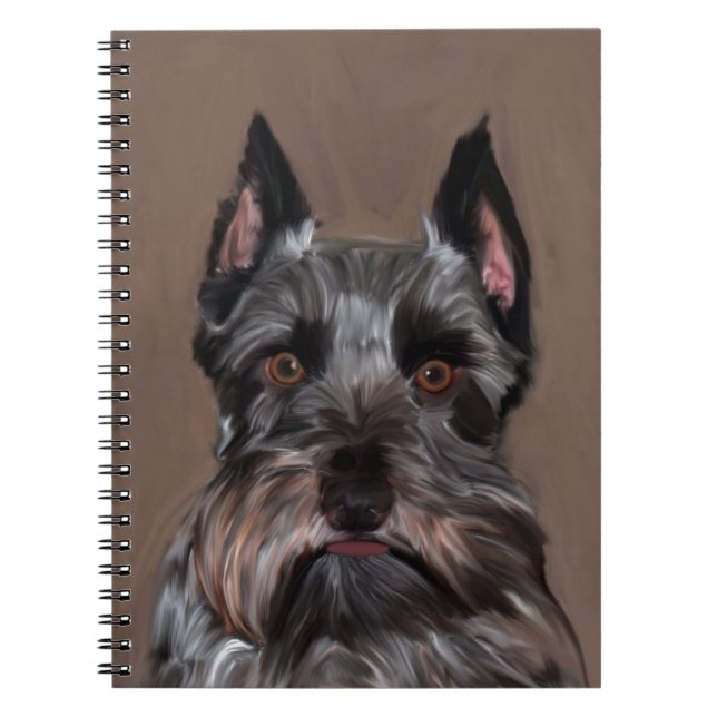 Miniature Schnauzer Water Colour Art Painting Notebook (Front)