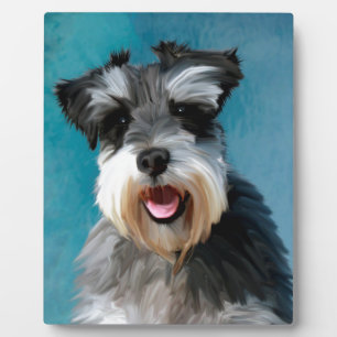 Miniature Schnauzer Water Colour Art Painting Plaque
