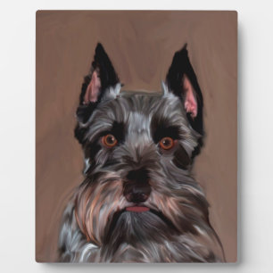 Miniature Schnauzer Water Colour Art Painting Plaque