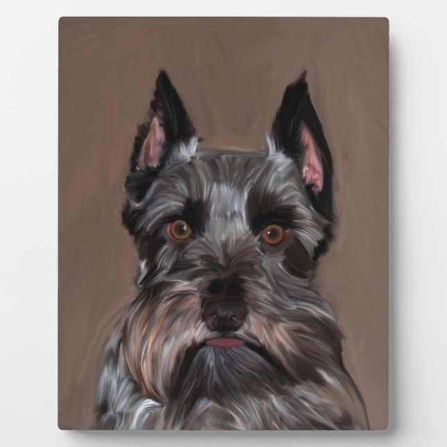 Miniature Schnauzer Water Colour Art Painting Plaque (Front)