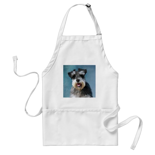 Miniature Schnauzer Water Colour Art Painting Standard Apron (Front)