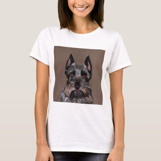 Miniature Schnauzer Water Colour Art Painting T-Shirt (Front)