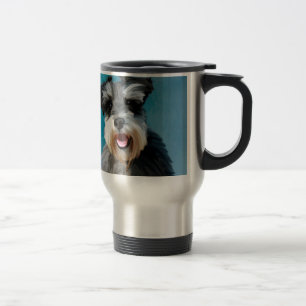 Miniature Schnauzer Water Colour Art Painting Travel Mug