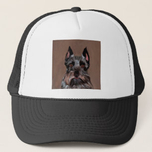 Miniature Schnauzer Water Colour Art Painting Trucker Hat