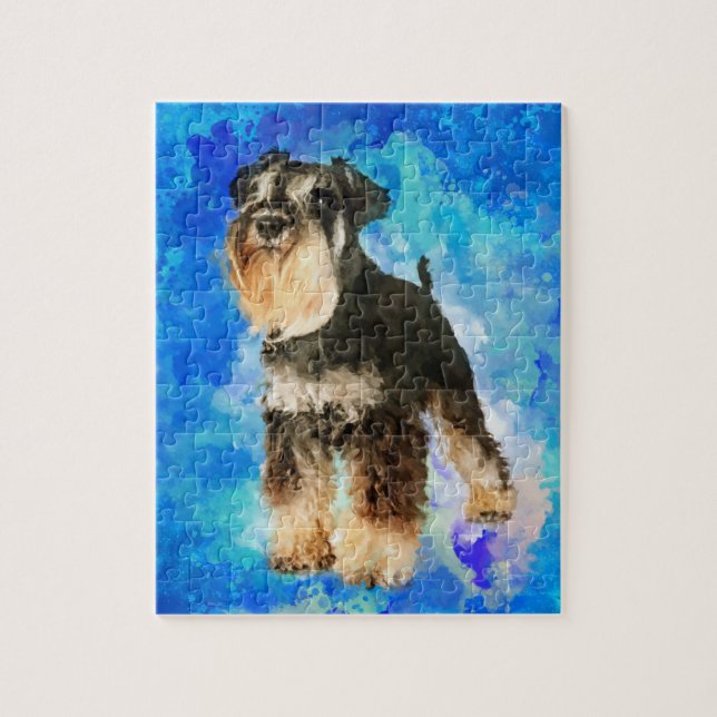 Miniature Schnauzer  Watercolor Digital Art Jigsaw Puzzle (Vertical)