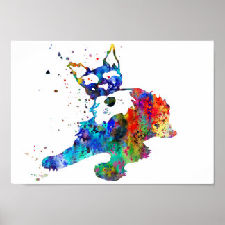 Miniature schnauzer, watercolor Miniature schnauze Poster
