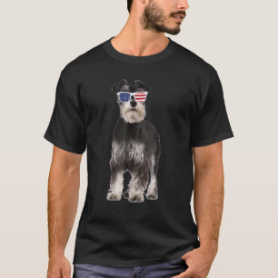 Miniature Schnauzer Wearing Sunglasses 4th Of July T-Shirt