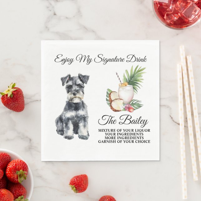 Miniature Schnauzer Wedding Signature Drink Napkin (Insitu)